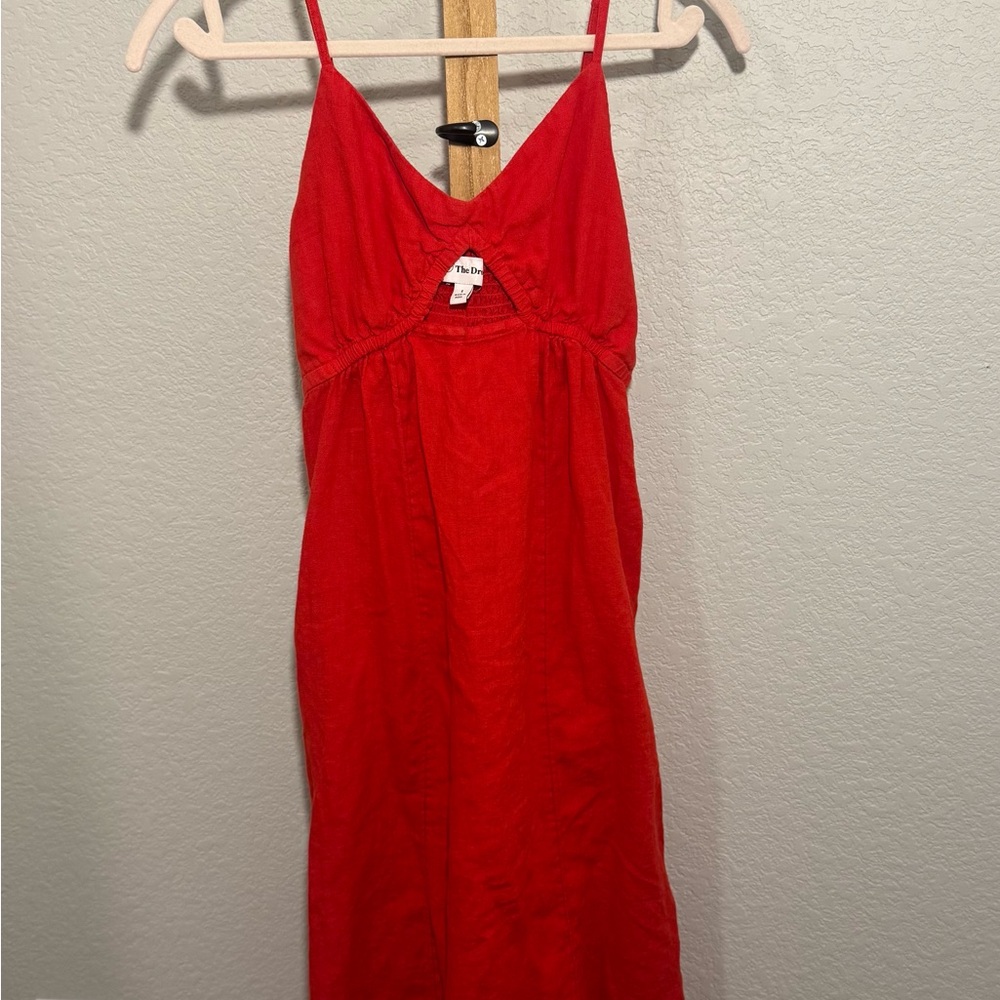 Red Sleeveless Casual Midi Dress